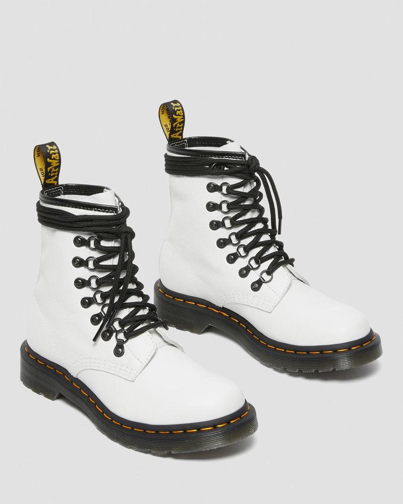 Dr Martens 1460 Laced Virginia Lær Snørestøvletter Dame Hvite | Norge 606TCE